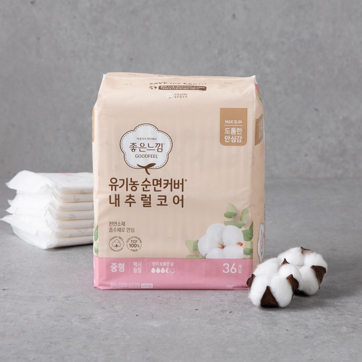 좋은느낌 유기농순면 내추럴코어 슬날중36