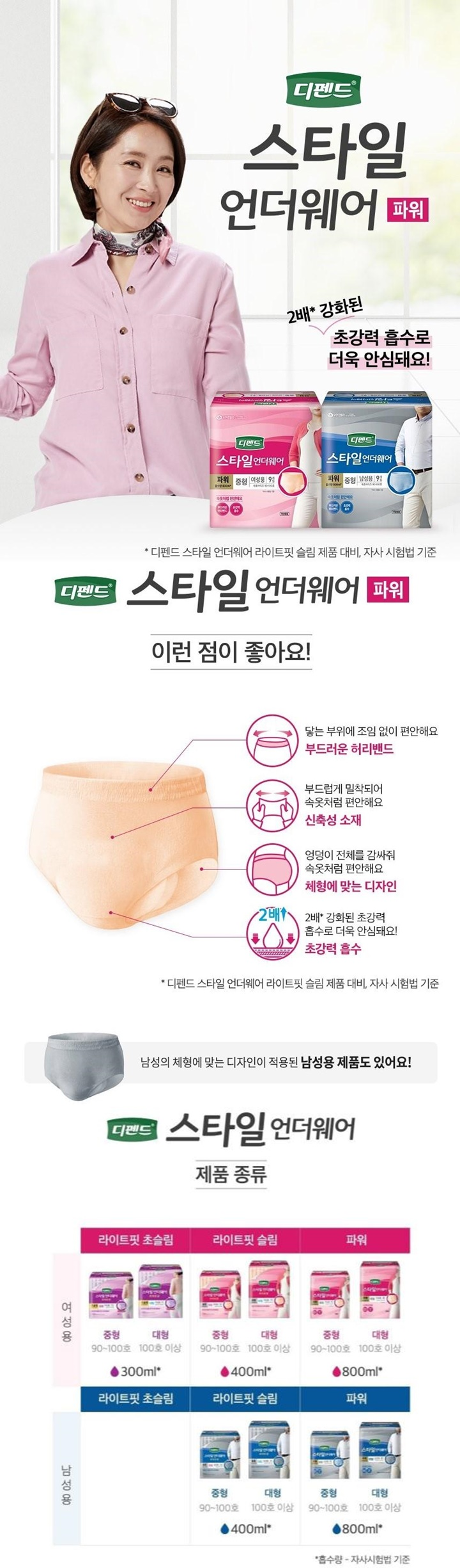 디펜드 스타일 여성 파워 대형 8P