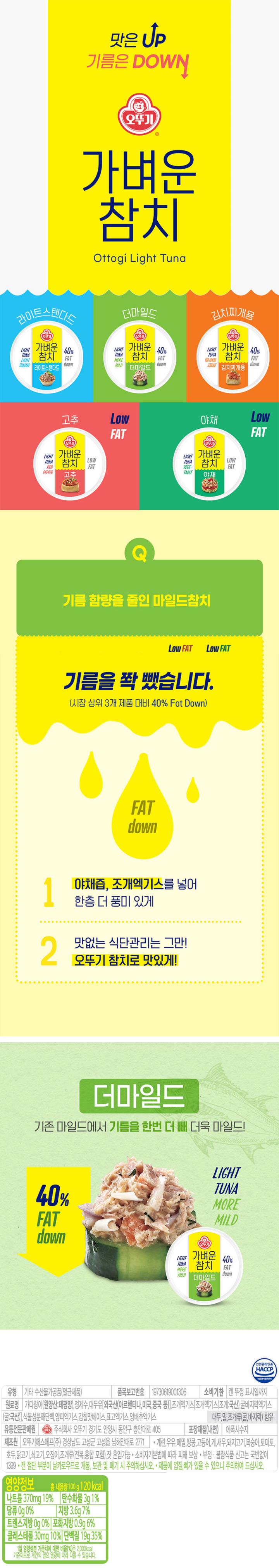 오뚜기 가벼운참치 더마일드100g*4