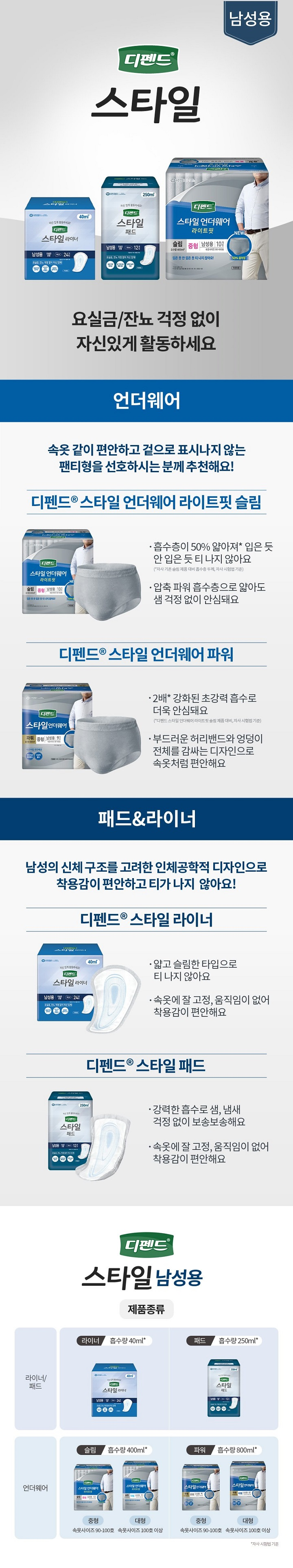 디펜드 스타일 남성 파워 중형 9P