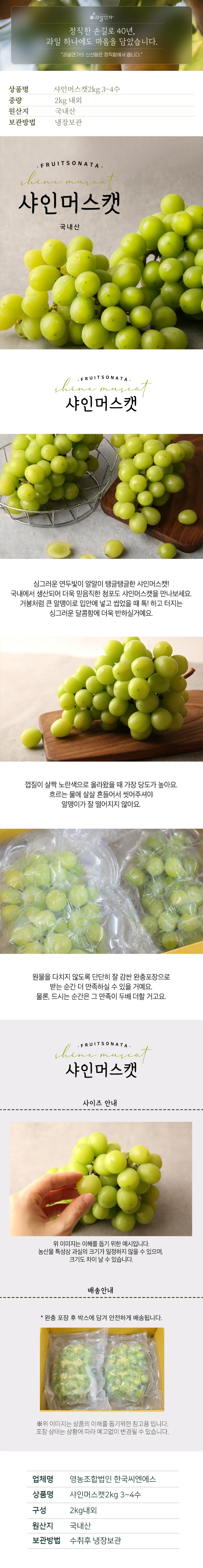 [택배]과일연가 샤인머스켓 2kg/3~4수