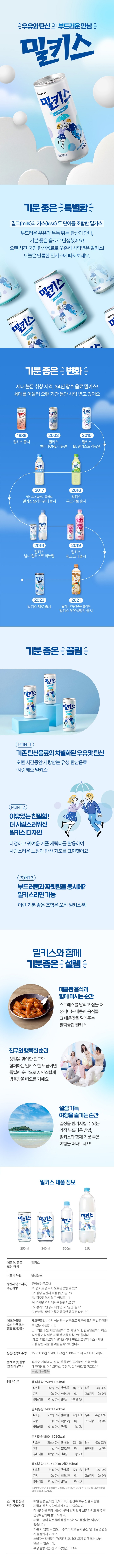 칠성사이다 1500ml펫 식품의 유형 탄산음료 제조원 소재시 F2:경남양산시 북정공단 1길 28, F3:광주광역시 북구 양일로 111,F4:대전광역시 대덕구 문평서로57,F5:경기도 안성시 미양면 제2공단 1길17,F6경기도 안성시 미양면 농공단지기24 제조년월 유통기한 본 상품은 물류센터 직배송 상품으로 제조 연월정보 제공이 어렵습니다. 고객센터로 연락시 정보확인 가능 합니다. 유통기한 제조일로부터 12개월 욜량9중량)수량 1.5L, 원재료원산지 정제수,기타과당,설탕,이산화탄소,구연산,천연향료(레모라임향) 영양성분 1회제공량(200ML) 총 약8회 제공량(1.5L) 열량 90KCAL 탄수화물22G(7%), 당류 21G, 나트륨 5MG(0%) 밀키스 1.5L펫 식품의 유형 탄산음료 제조원 롯데칠성음료(주) 소재지 경남 양산시 북정곤단1길28,대전광역시 대덕구 문평서로57 제조년월유통기한 본 상품은 물류센터 직배송상품으로 제조 연월 정보 제공이 어렵습니다. 고객센터로 연락시 정보확인 가능합니다. 유통기한 제조일로부터 5개월 용량(중량)수량 1.5L 원재료/원산지 정제수,액상과당,혼합분유(탈지분유,유청분말),대두다당류,이산화탄소,구연산,인산,합성착향료(요구르트향) 영야성분 1회 제공량(200ML)총 약 8회 제공량(1.5L) 열량 105KCAL, 탄수화물25G(8%), 당류25G, 단백질 1G(2%), 지방 0G(0%), 포화지방 0G(0%), 트랜스지방(0G) 콜레스테롤0MG(0%), 나트륨15MG(1%)