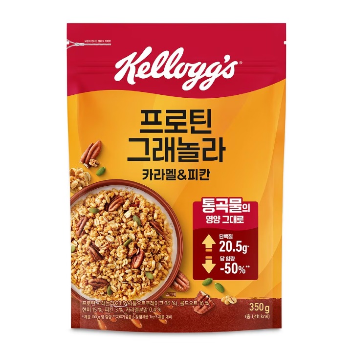 켈로그 카라멜&피칸 프로틴 딜라이트 350g