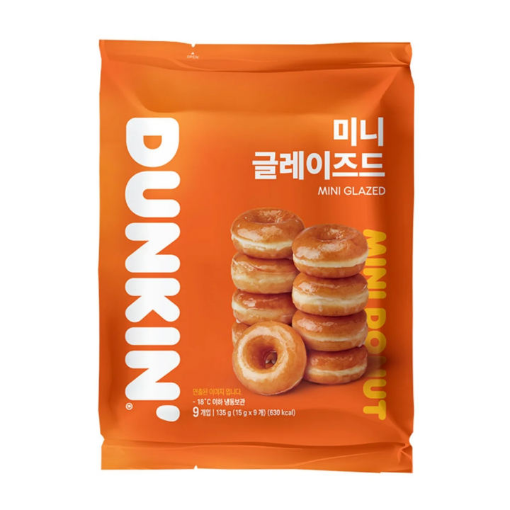 던킨 미니글레이즈드 도넛 15g*9입
